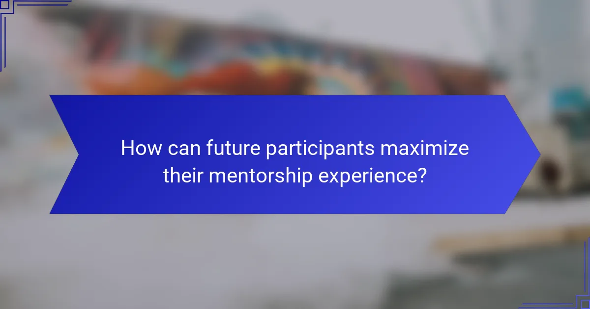 How can future participants maximize their mentorship experience?