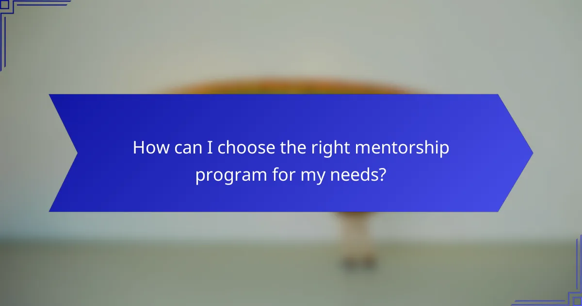 How can I choose the right mentorship program for my needs?