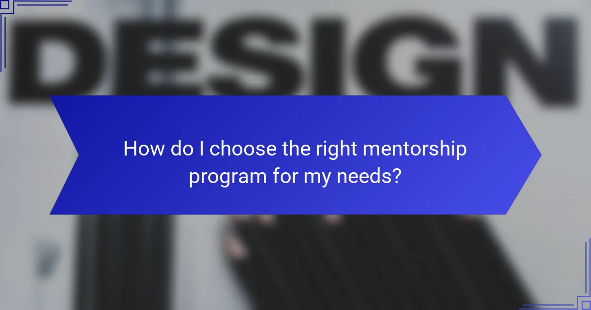 How do I choose the right mentorship program for my needs?