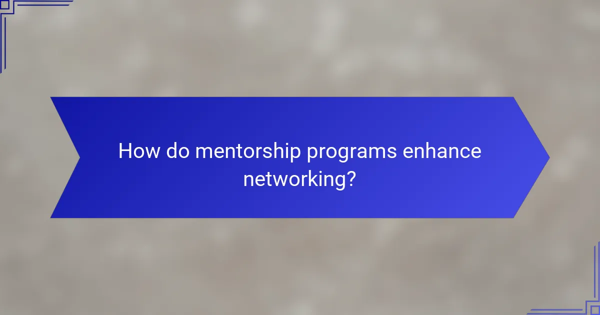How do mentorship programs enhance networking?