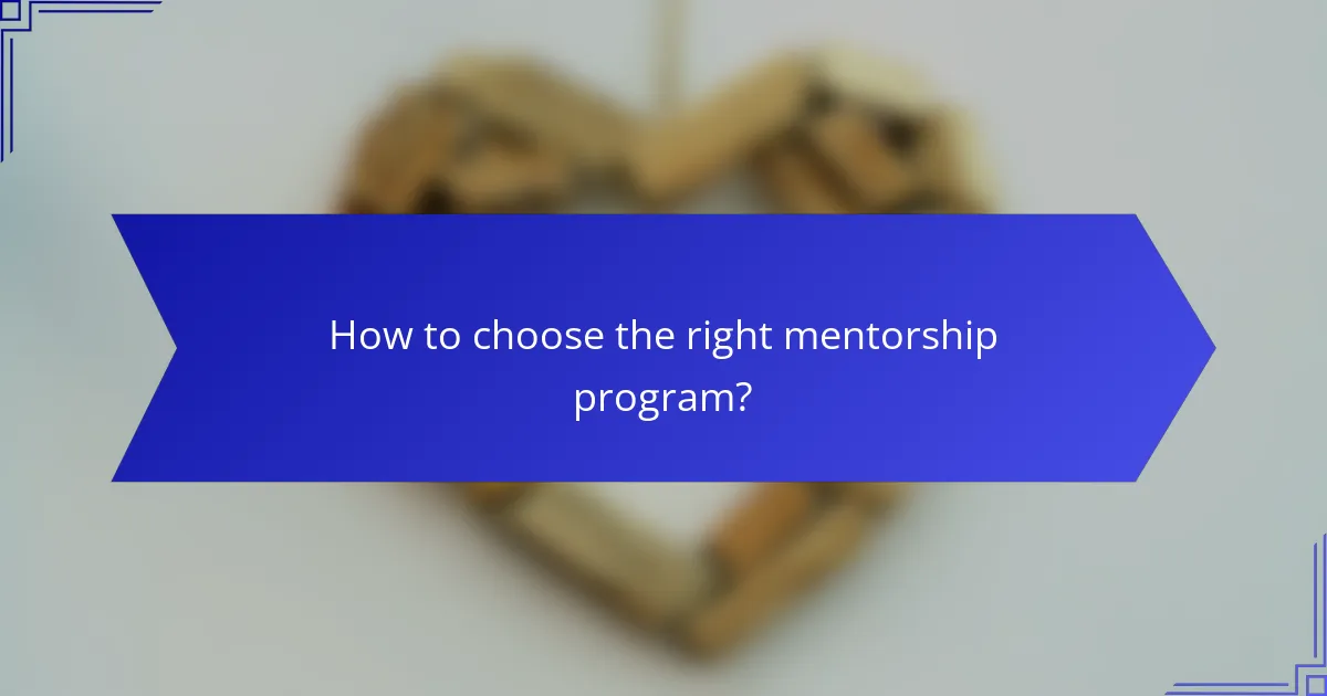 How to choose the right mentorship program?