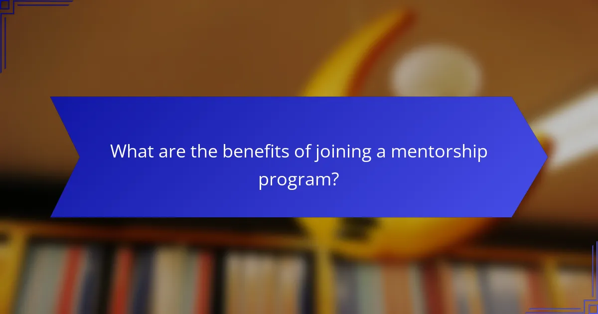 What are the benefits of joining a mentorship program?
