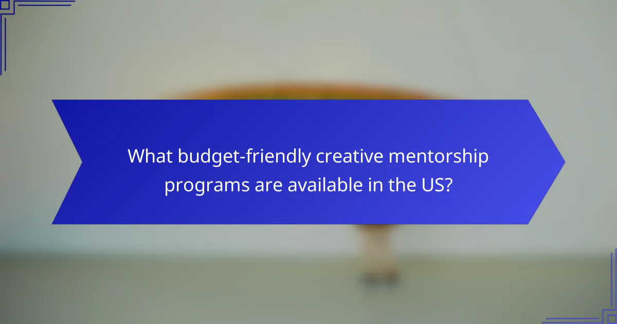 What budget-friendly creative mentorship programs are available in the US?