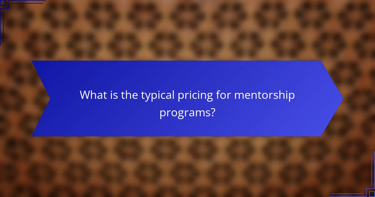 What is the typical pricing for mentorship programs?