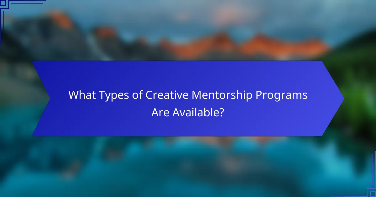 What Types of Creative Mentorship Programs Are Available?